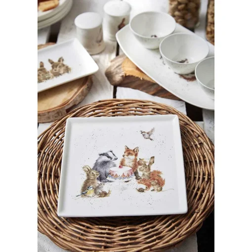 7 Inch Square Plate - Woodland Party>Wrendale Shop