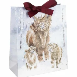 'A Highland Christmas' Cows Large Christmas Gift Bag>Wrendale Shop