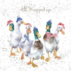 'All Wrapped Up' Set Of 8 Luxury Gold Foiled Christmas Cards>Wrendale Hot