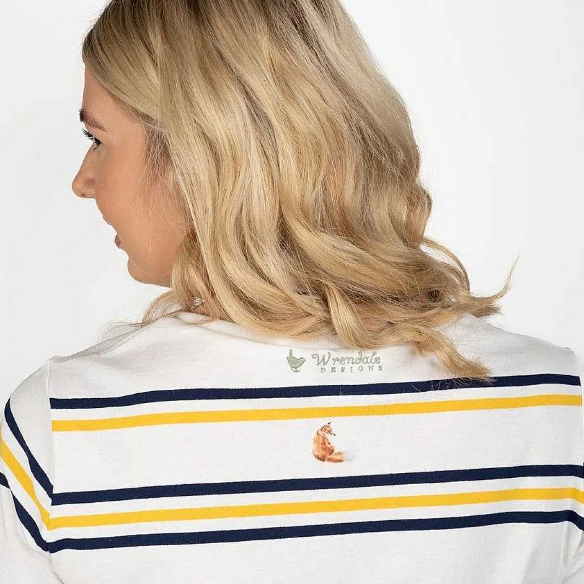 'Born To Be Wild' Fox Striped Cotton T-Shirt>Wrendale Fashion