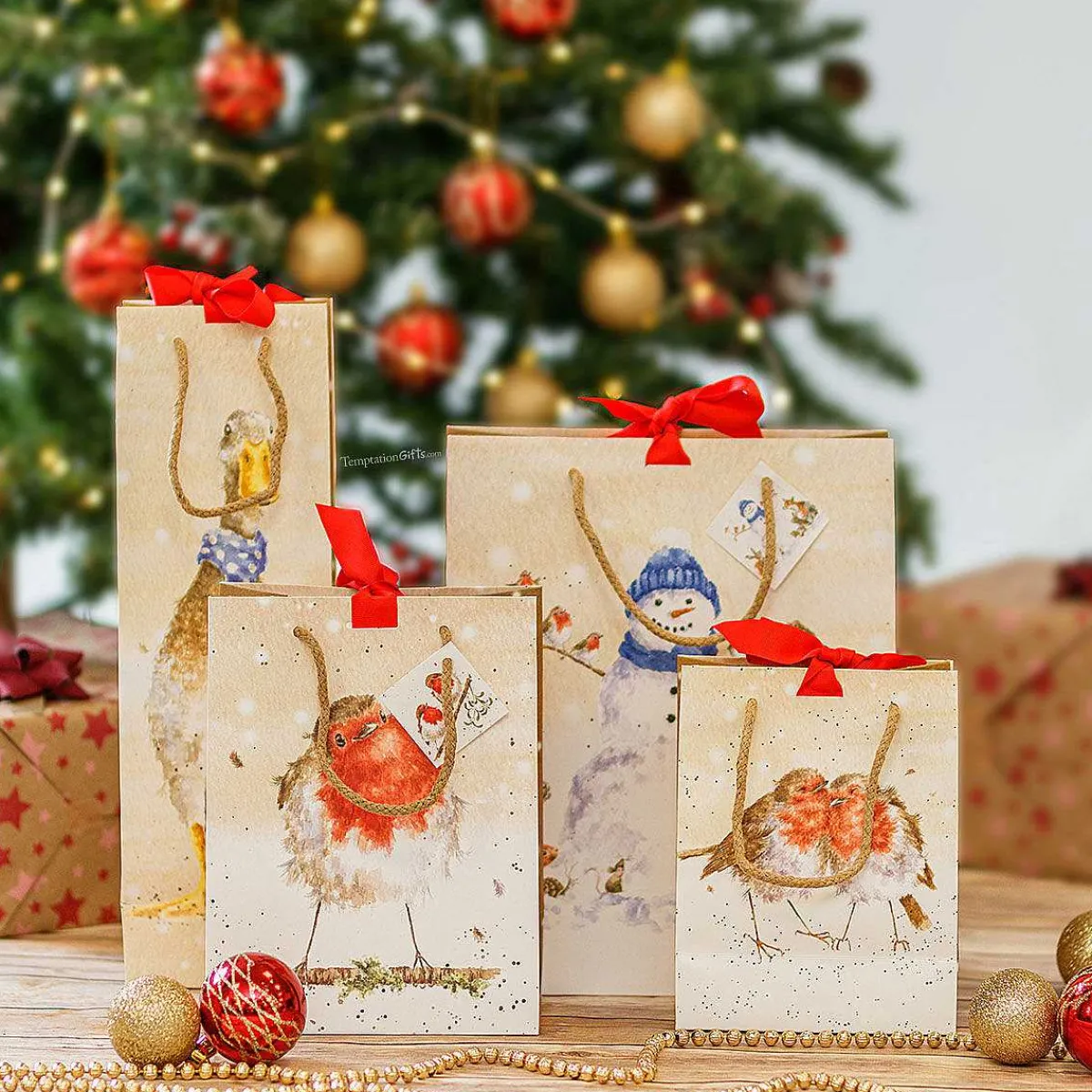 'Christmas Robin' Small Gift Bag>Wrendale Clearance