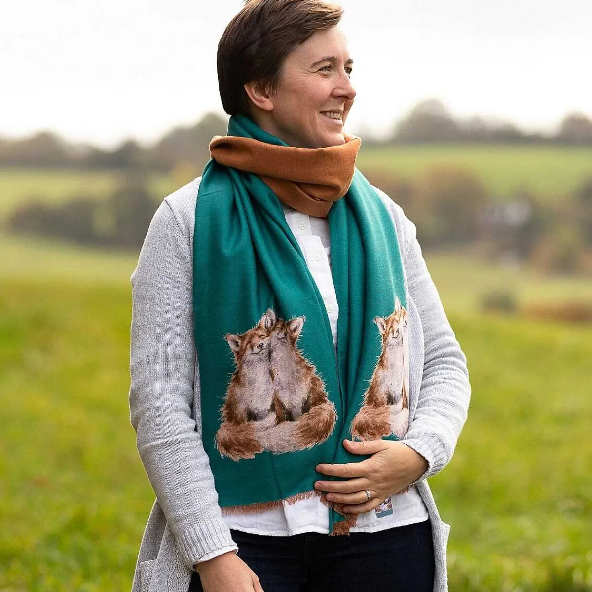 'Contentment' Foxes Winter Scarf>Wrendale Discount