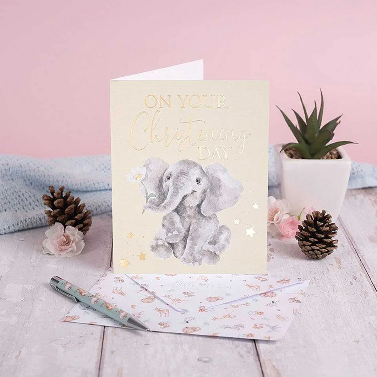 Elephant Christening Card>Wrendale Clearance