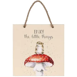 'Enjoy The Little Things' Mouse Wooden Plaque>Wrendale Fashion