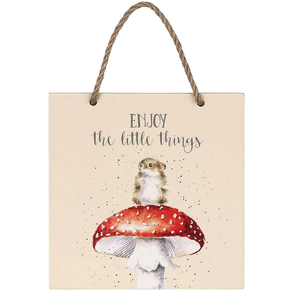'Enjoy The Little Things' Mouse Wooden Plaque>Wrendale Fashion