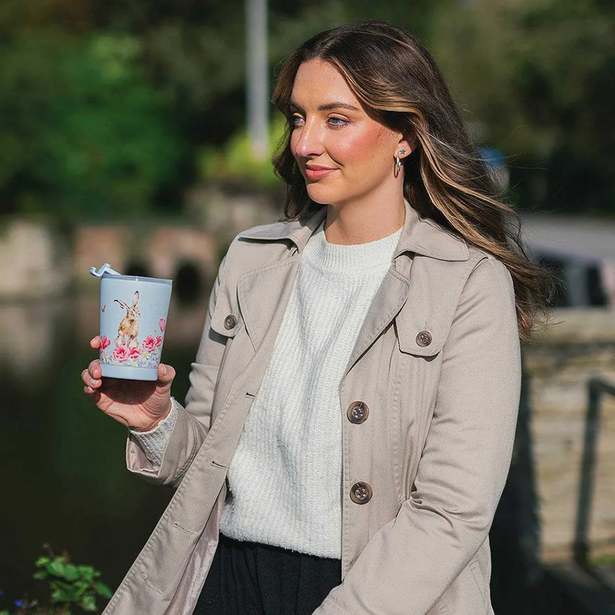 'Field Of Flowers' Hare Thermal Travel Cup>Wrendale Discount