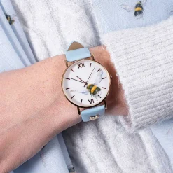 'Flight Of The Bumblebee' Bee Leather Watch><noscript><img width=