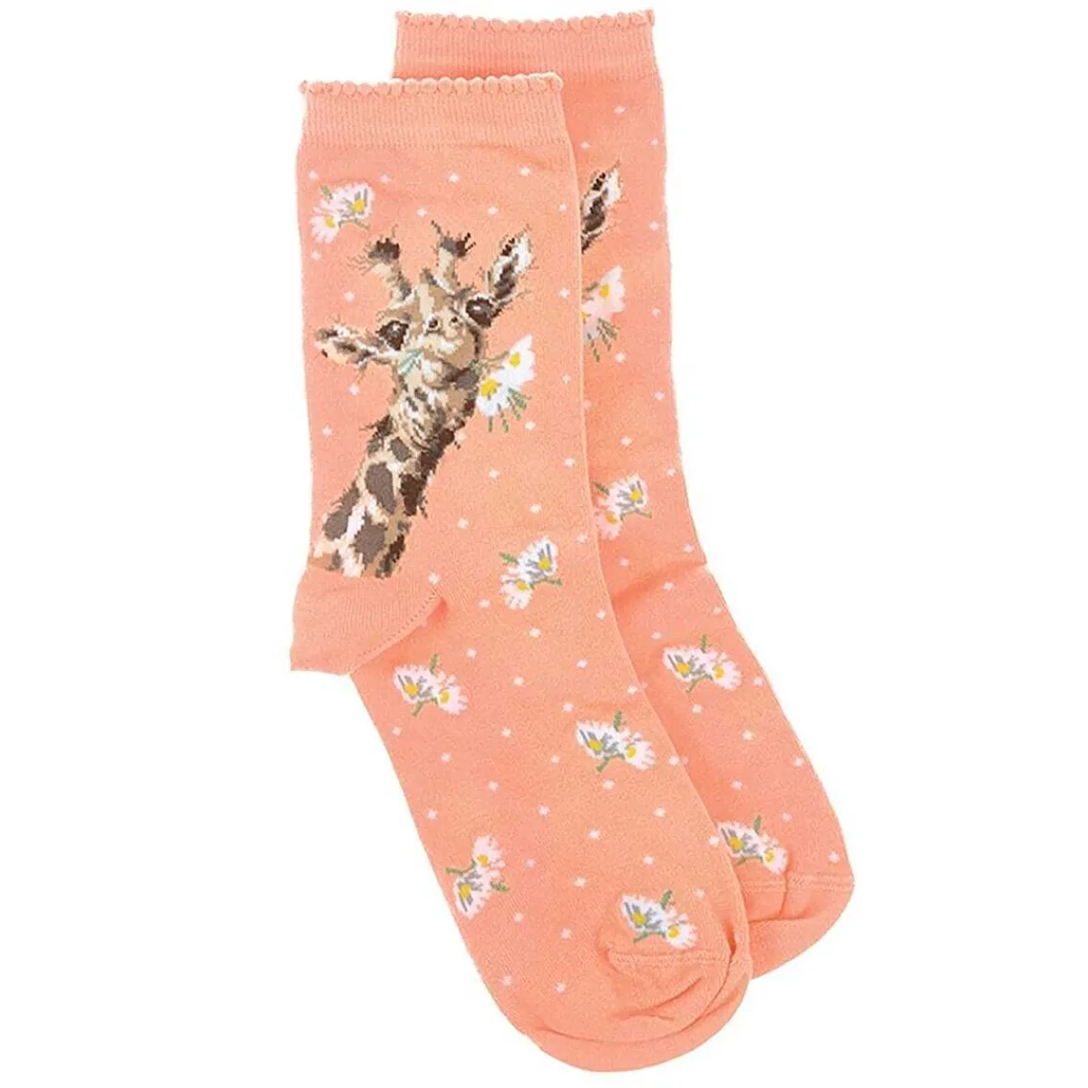 'Flowers' Coral Giraffe Women's Bamboo Socks>Wrendale Discount