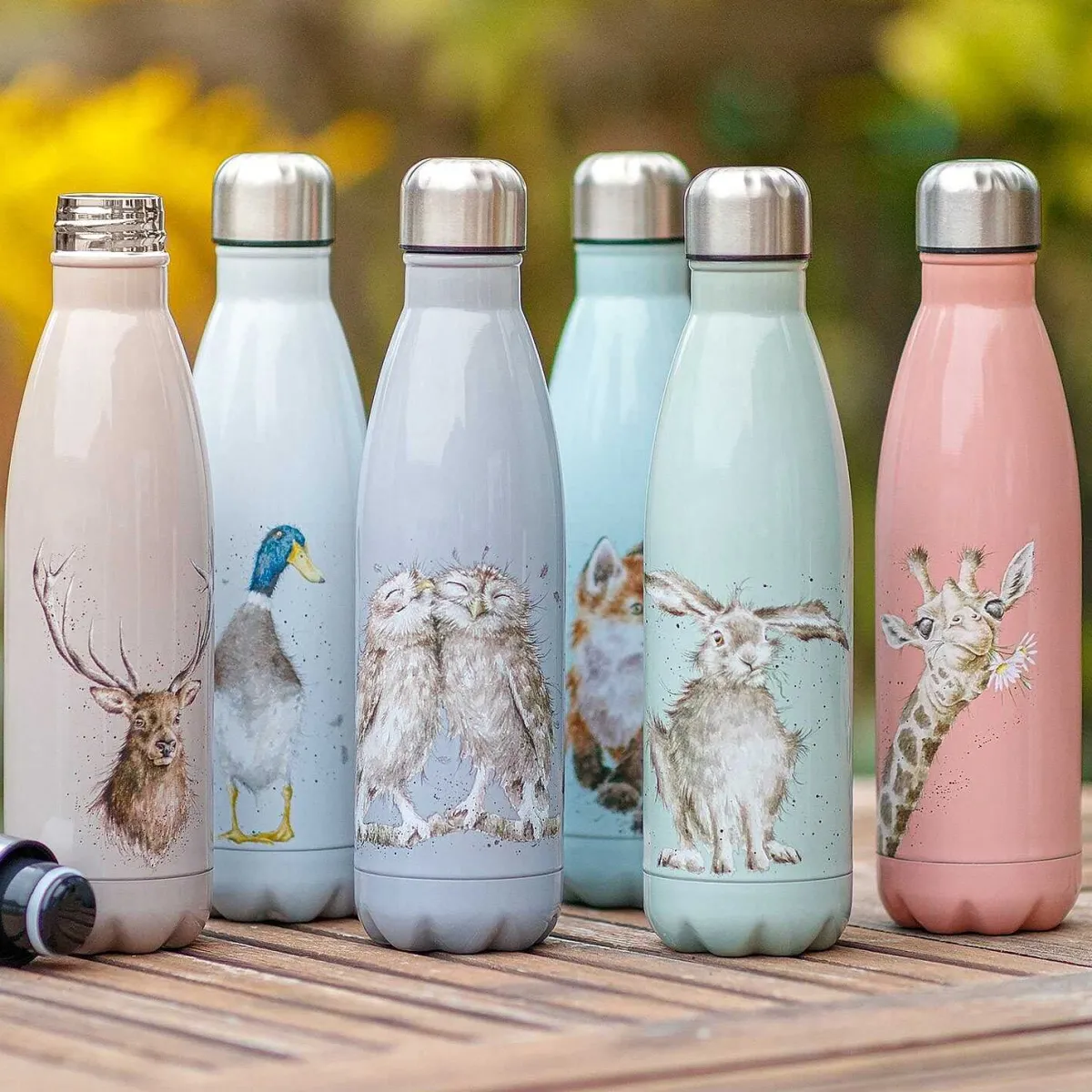 'Flowers' Giraffe 500Ml Water Bottle>Wrendale Clearance
