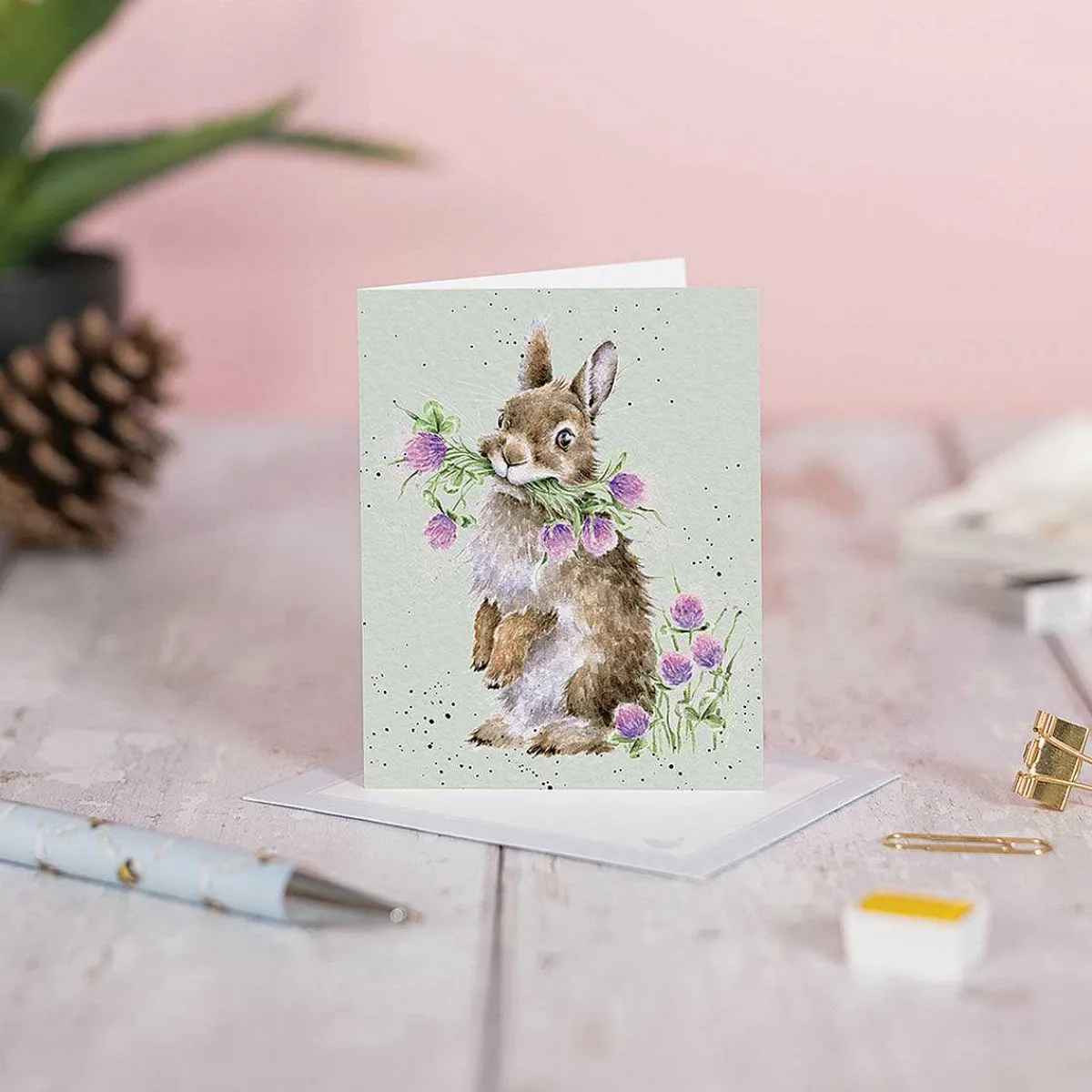 'Head Clover Heels' Rabbit 9Cm Mini Card>Wrendale Clearance