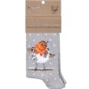 'Jolly Robin' Grey Robin Women's Bamboo Christmas Socks>Wrendale Cheap