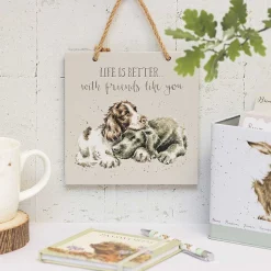 'Life Is Better' Dogs Wooden Plaque>Wrendale Discount