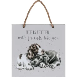 'Life Is Better' Dogs Wooden Plaque>Wrendale Discount