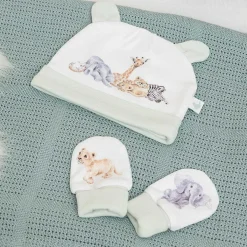 Little Savannah Newborn Baby Hat And Mitten Set><noscript><img width=