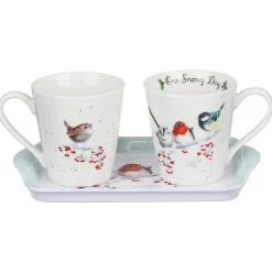 One Snowy Day 3 Piece Christmas Mug And Tray Set><noscript><img width=