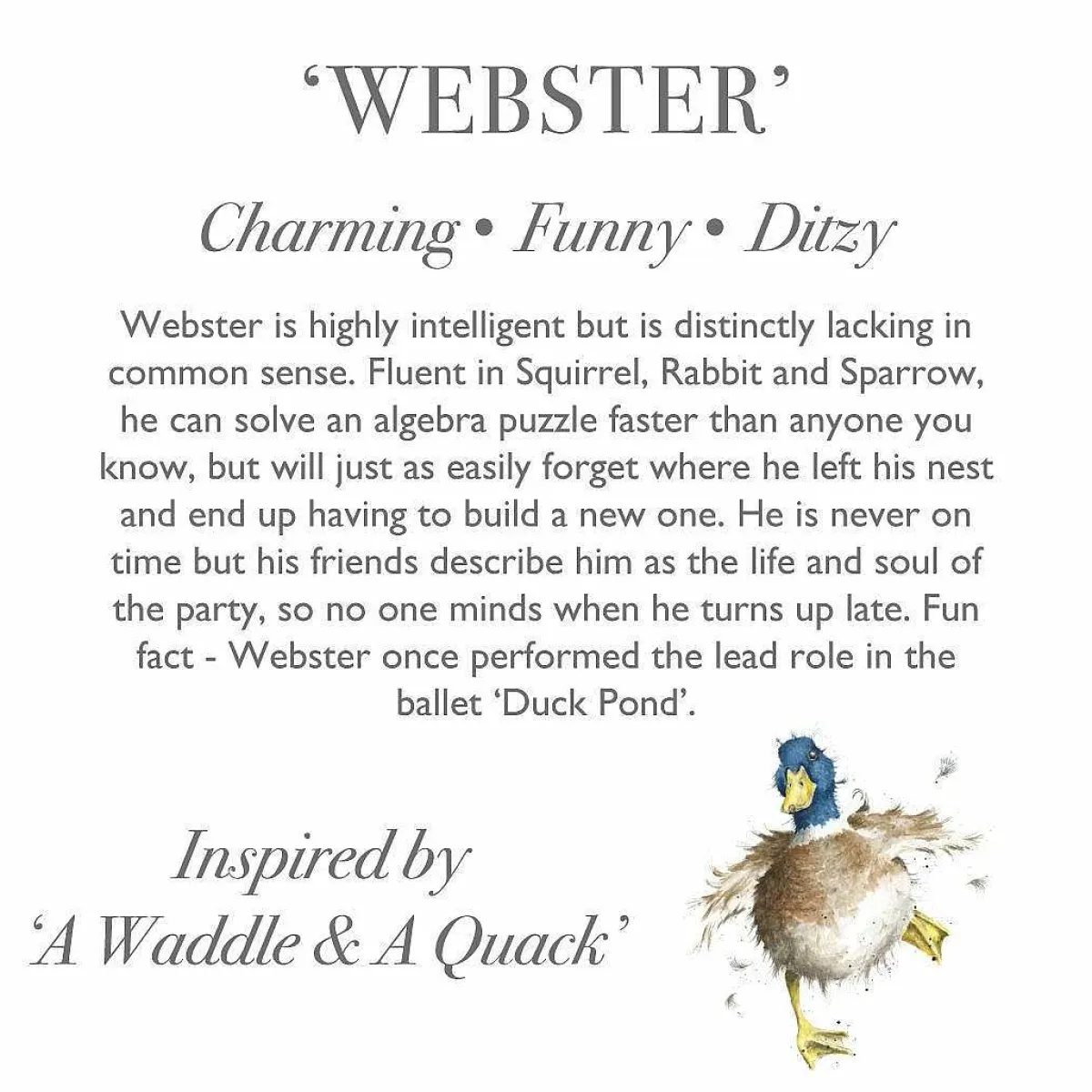 Plush Webster Duck>Wrendale Best Sale