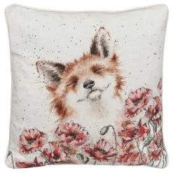 'Poppy Fields' Fox Square Cushion>Wrendale Sale
