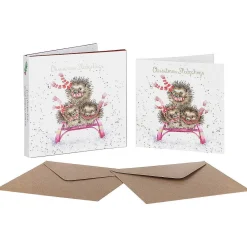 'sledgehogs' Set Of 8 Luxury Gold Foiled Christmas Cards>Wrendale Best Sale