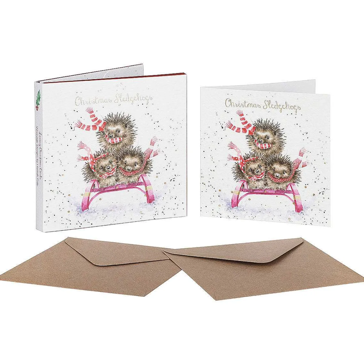 'sledgehogs' Set Of 8 Luxury Gold Foiled Christmas Cards>Wrendale Best Sale
