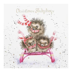 'sledgehogs' Set Of 8 Luxury Gold Foiled Christmas Cards>Wrendale Best Sale