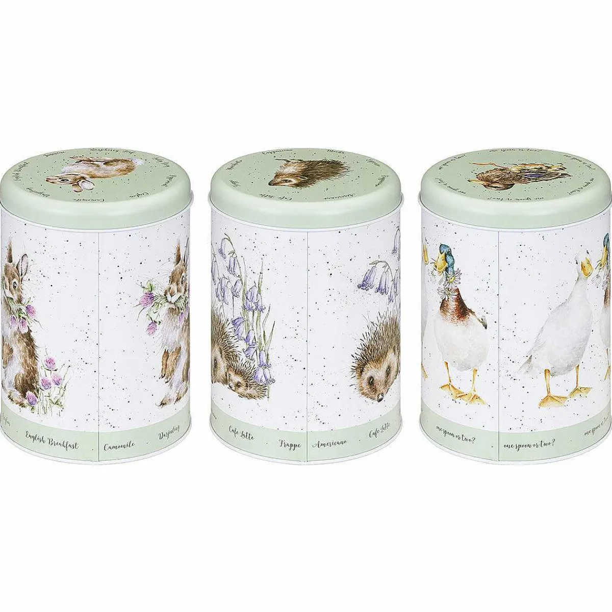 'The Country Set' Green Tea, Coffee & Sugar Canisters Set>Wrendale Sale