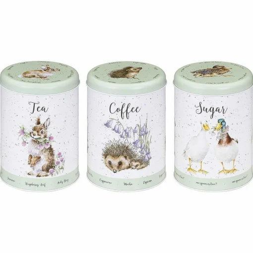 'The Country Set' Green Tea, Coffee & Sugar Canisters Set>Wrendale Sale