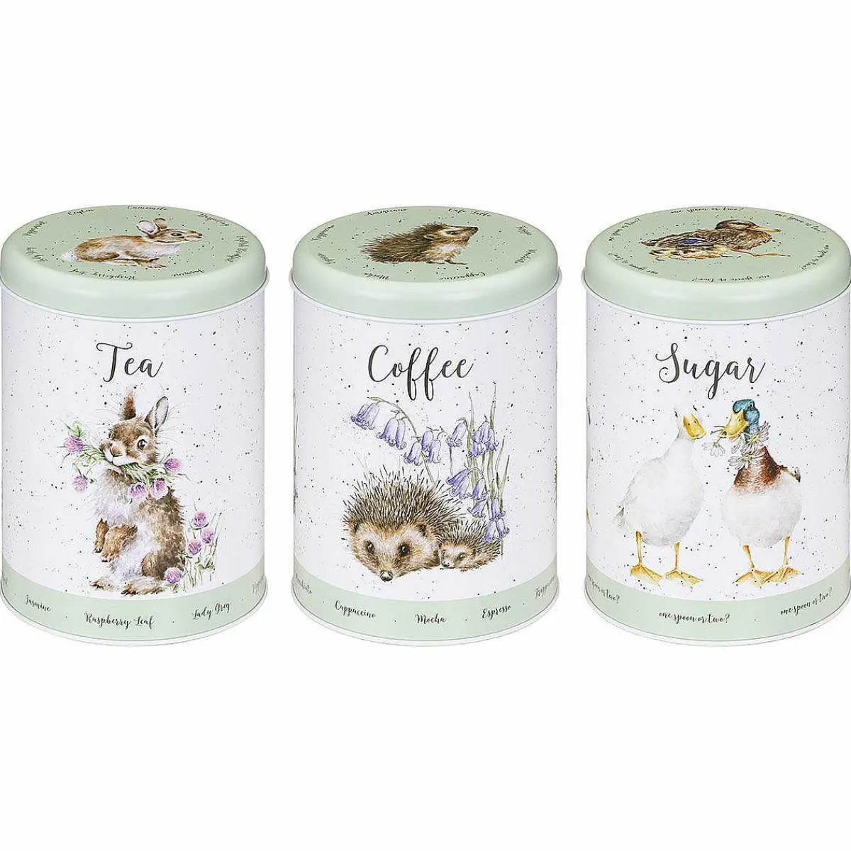 'The Country Set' Green Tea, Coffee & Sugar Canisters Set>Wrendale Sale