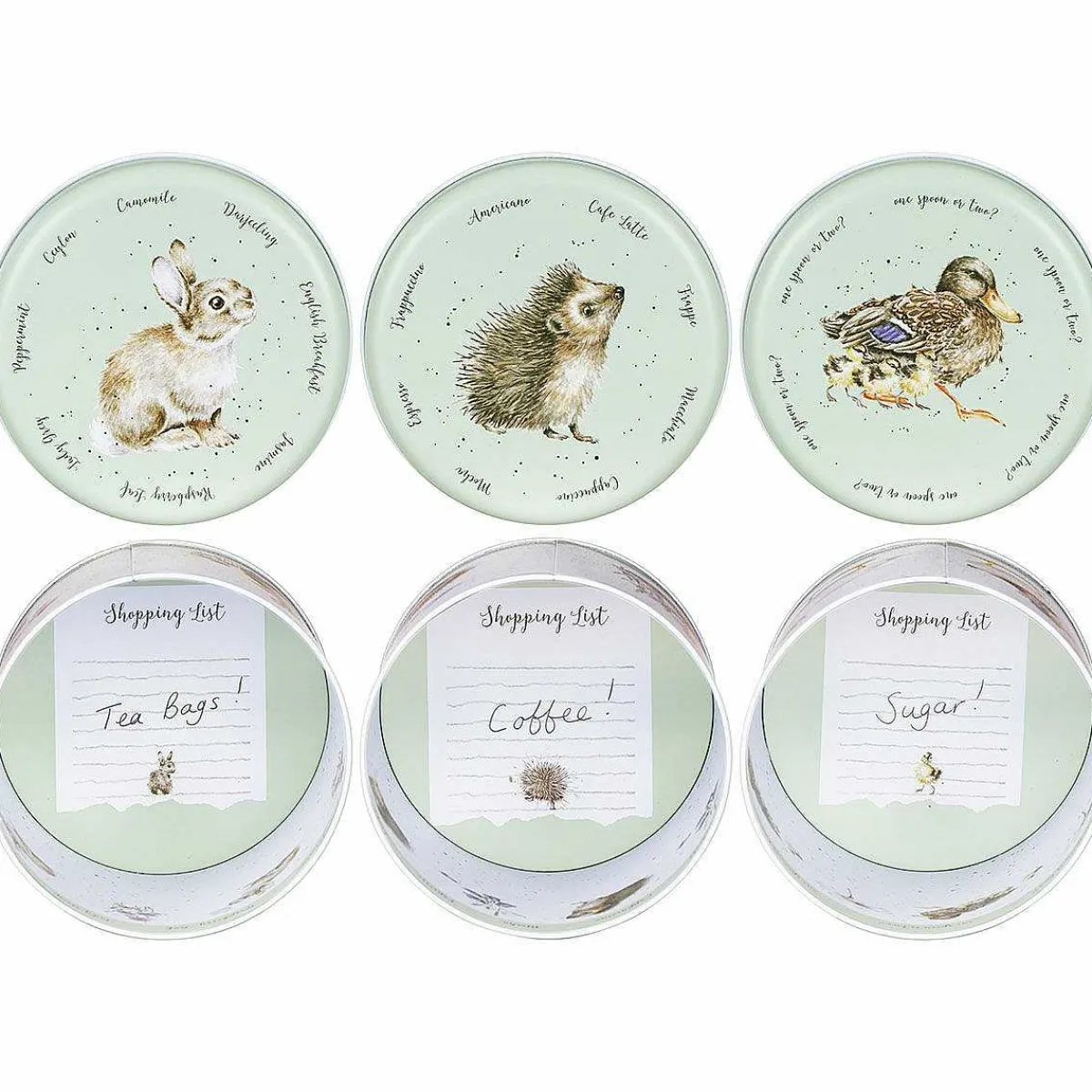 'The Country Set' Green Tea, Coffee & Sugar Canisters Set>Wrendale Sale