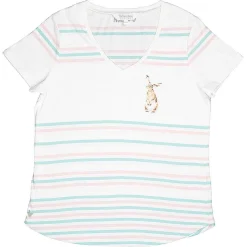 'The Hare And The Bee' Hare Striped Cotton T-Shirt><noscript><img width=
