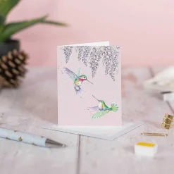 'Wisteria Wishes' Hummingbird 9Cm Mini Card>Wrendale Best Sale