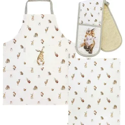 Woodlanders Double Oven Glove, Tea Towel And Apron Set><noscript><img width=