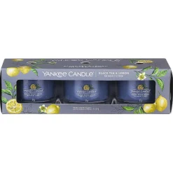 Black Tea & Lemon Set Of Three Signature Filled Votives><noscript><img width=