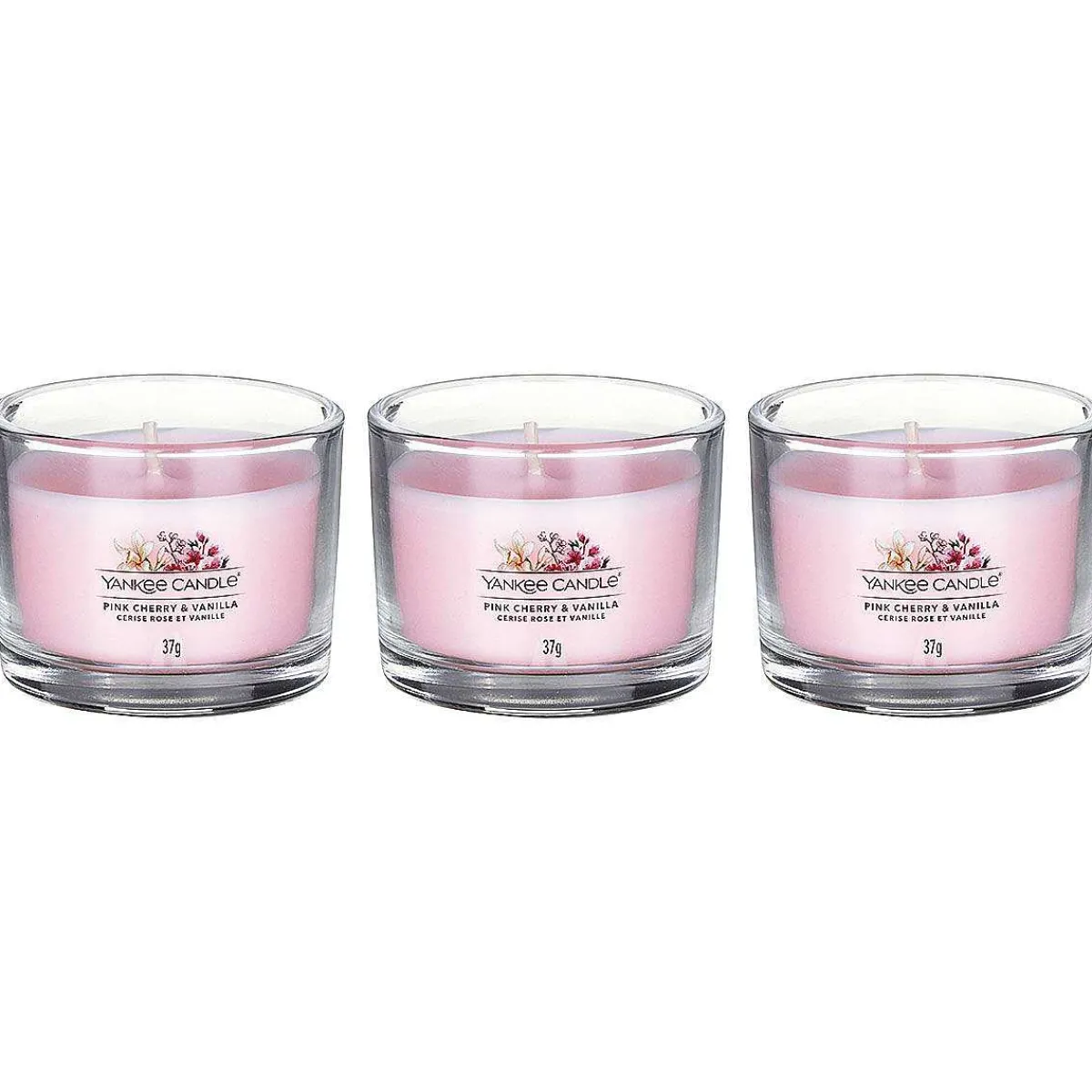 Pink Cherry Vanilla Set Of Three Signature Filled Votives>Yankee Candle Sale