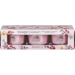 Pink Cherry Vanilla Set Of Three Signature Filled Votives><noscript><img width=