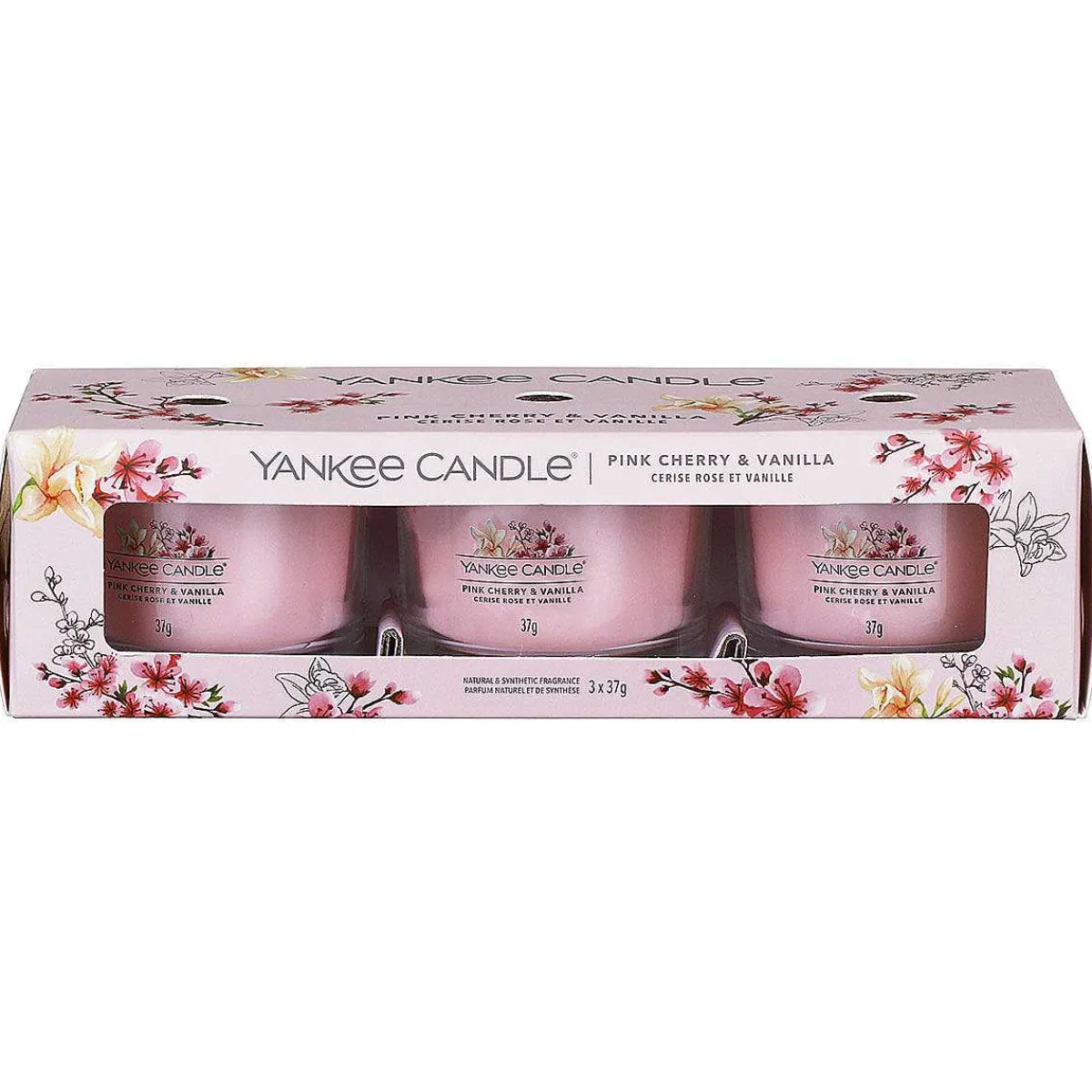 Pink Cherry Vanilla Set Of Three Signature Filled Votives>Yankee Candle Sale
