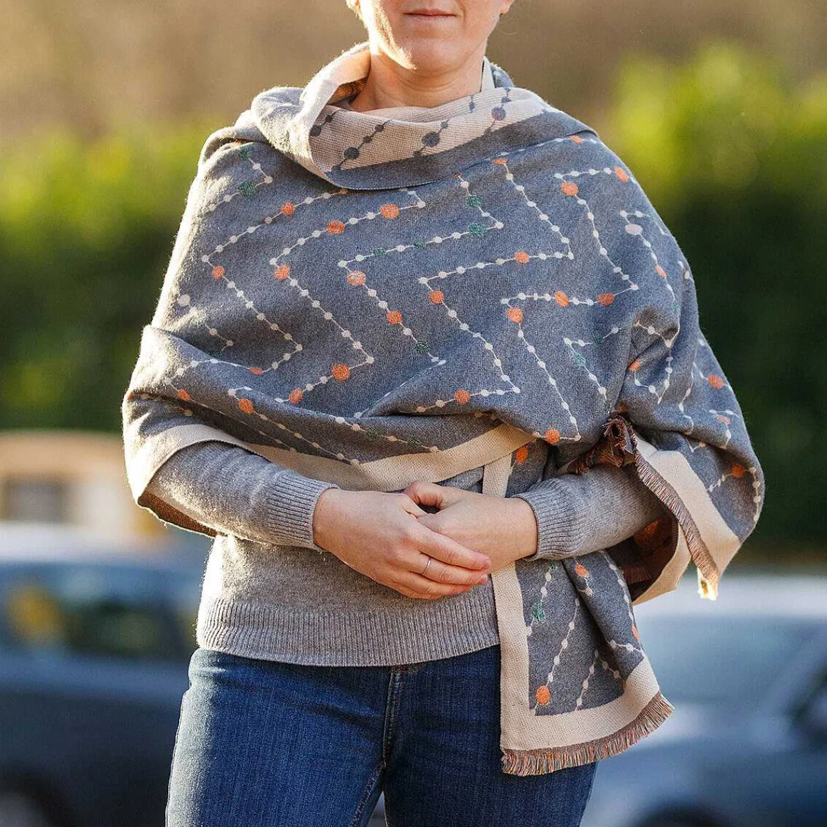 Grey And Cream Cosmic Zig Zag Scarf>Zelly Store