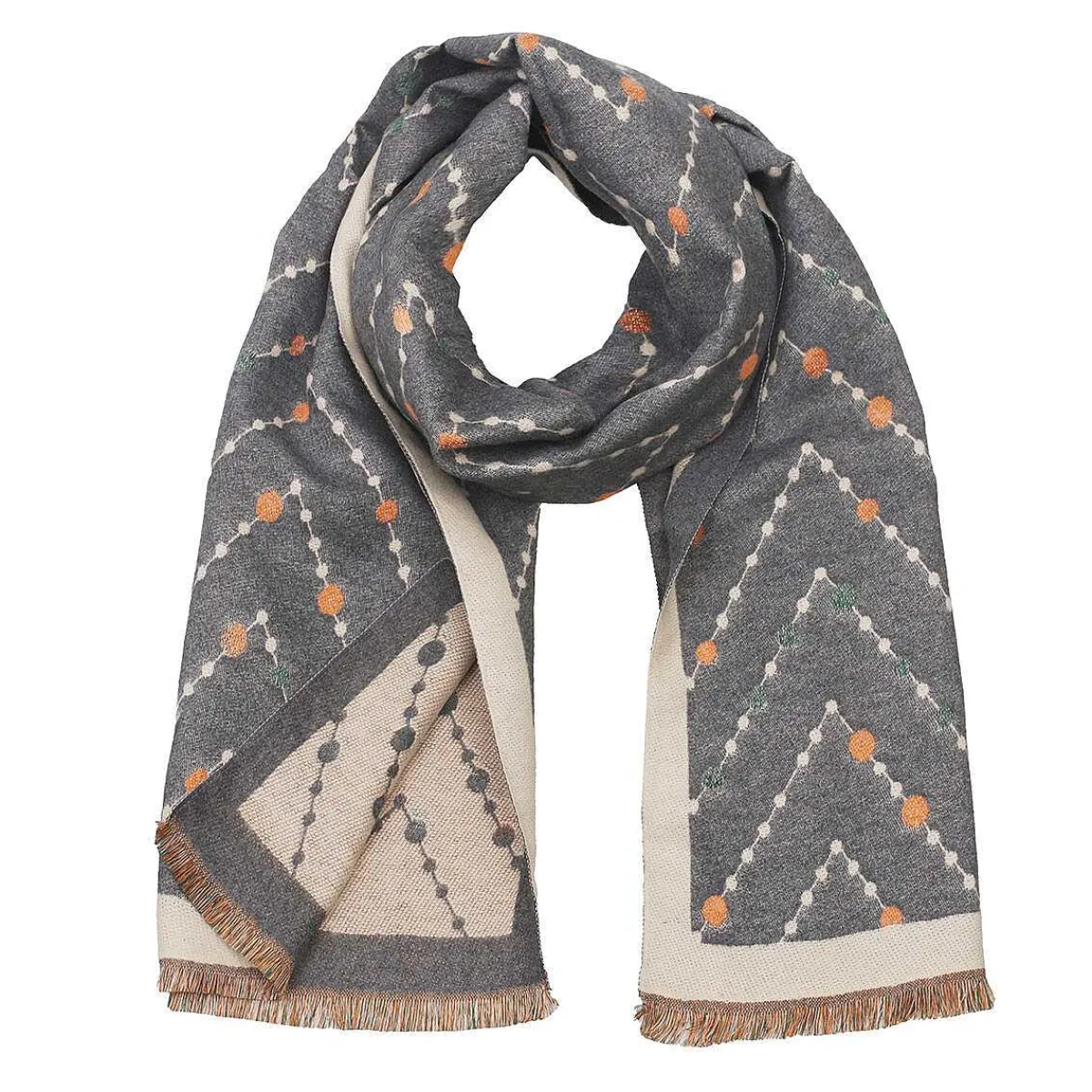 Grey And Cream Cosmic Zig Zag Scarf>Zelly Store