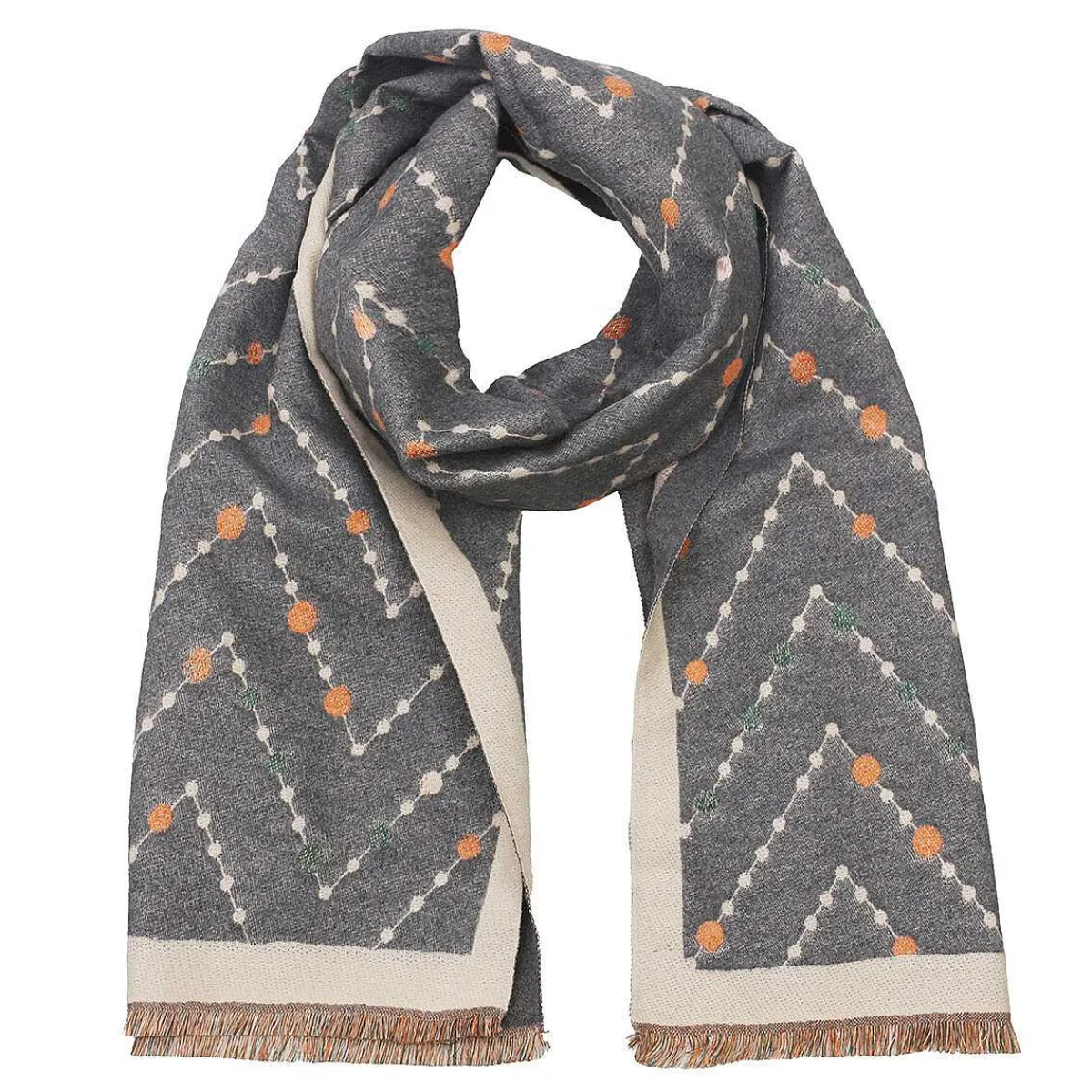 Grey And Cream Cosmic Zig Zag Scarf>Zelly Store